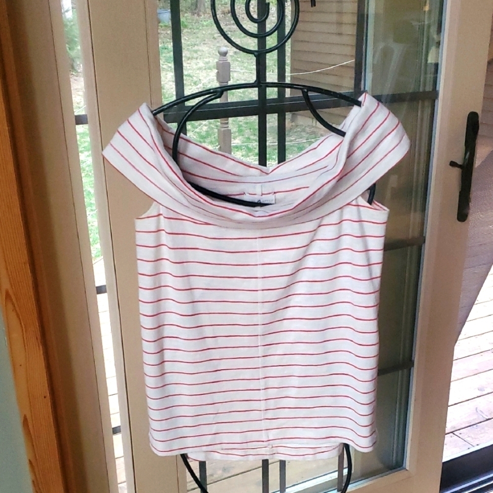 Lou & Grey Striped On/Off-Shoulder Sz. S Top